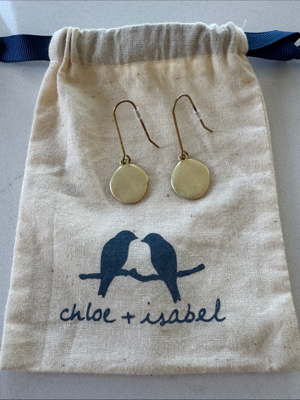 Chloe + Isabel Polished Gold Disc Hook Earrings NEW